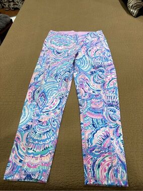 Lilly Pulitzer Pink, Blue & White Abstract Print Leggings